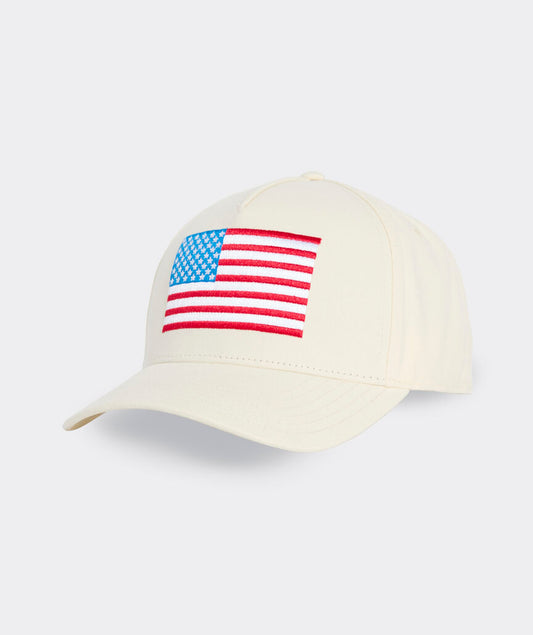 American Flag Hi-Pro Trucker Hat - Marshmallow
