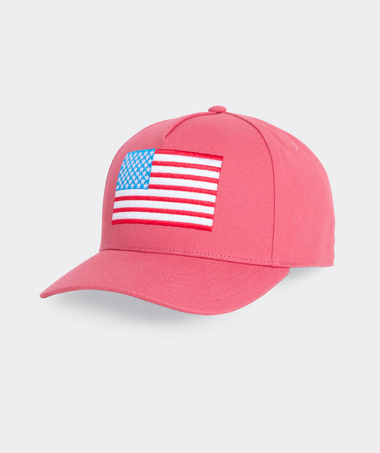 American Flag Hi-Pro Trucker Hat - Vineyard Red