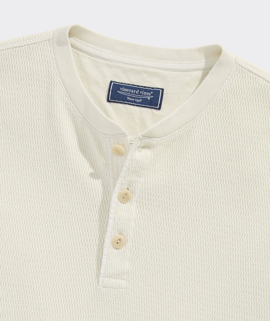 Garment-Dyed Waffle Henley - Stone