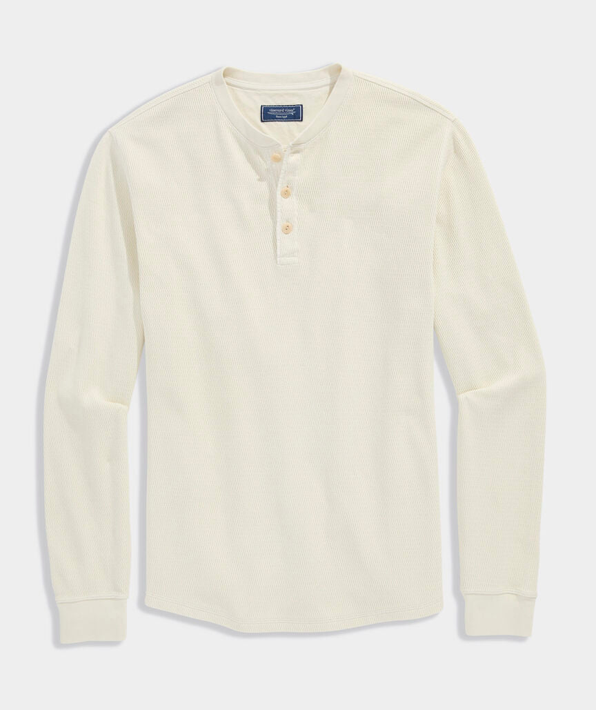 Garment-Dyed Waffle Henley - Stone