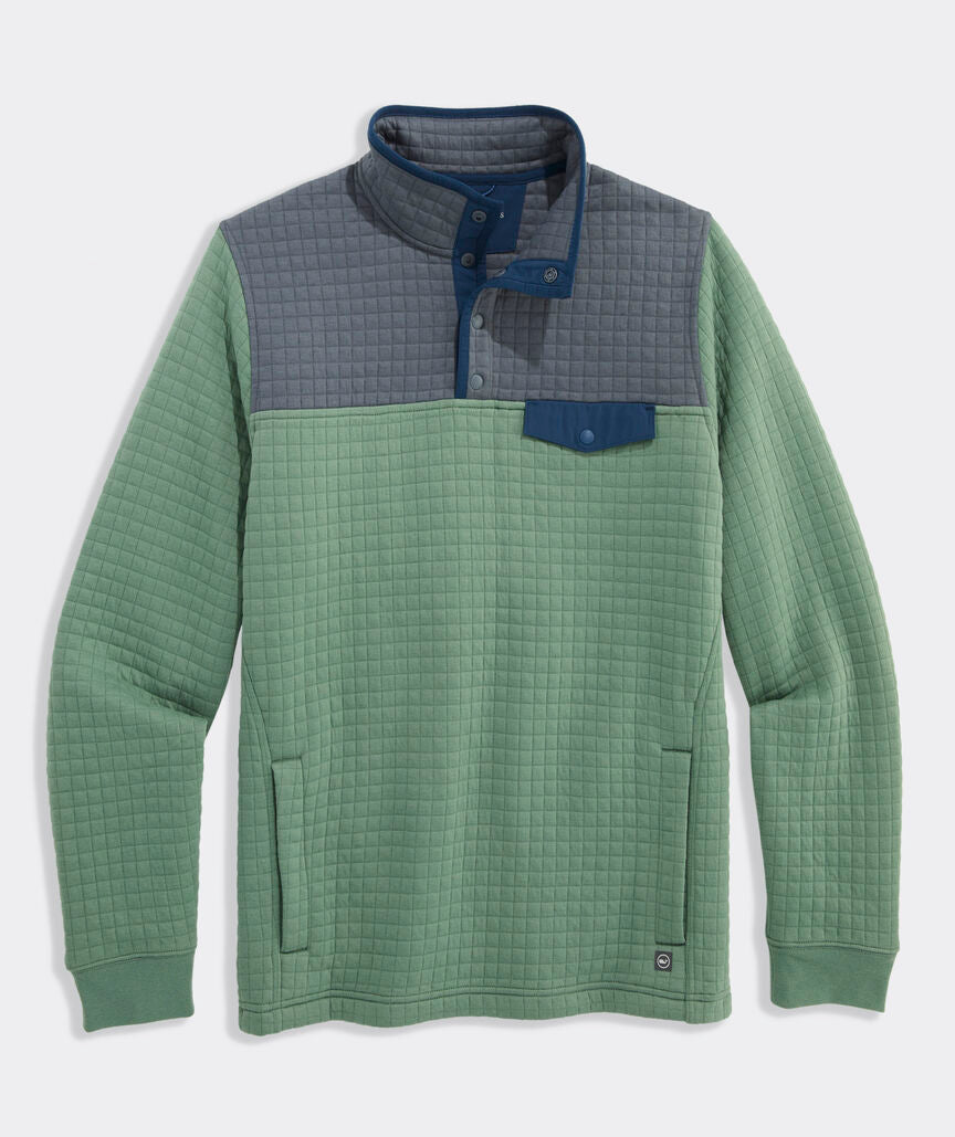Quilted Navigator Colorblock Quarter-Snap - Olive Dusk