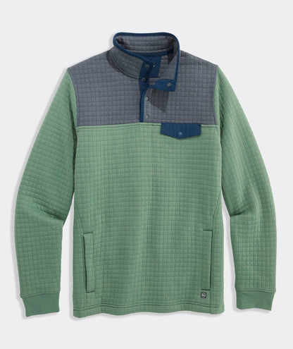 Quilted Navigator Colorblock Quarter-Snap - Olive Dusk