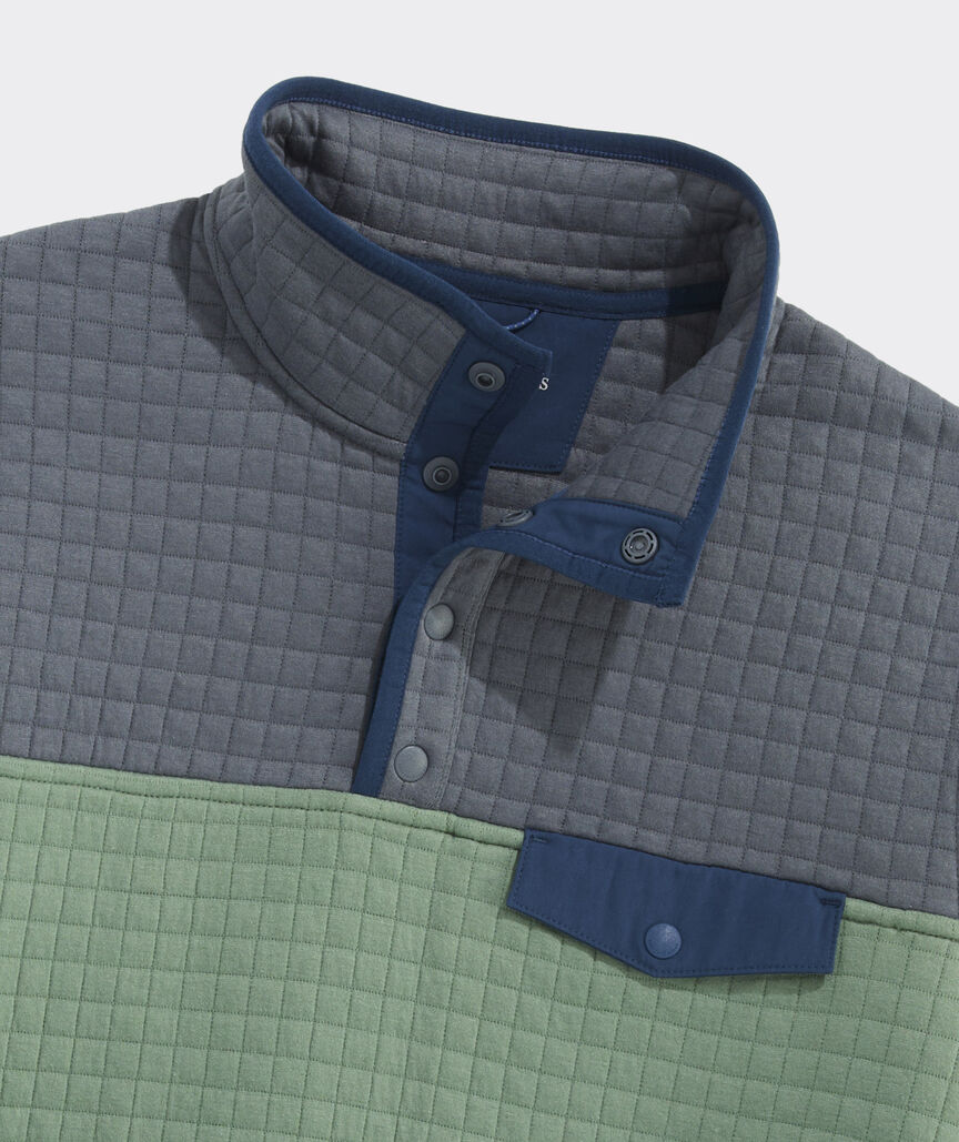 Quilted Navigator Colorblock Quarter-Snap - Olive Dusk