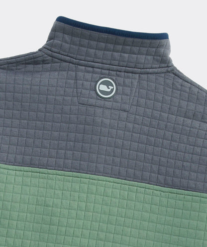 Quilted Navigator Colorblock Quarter-Snap - Olive Dusk