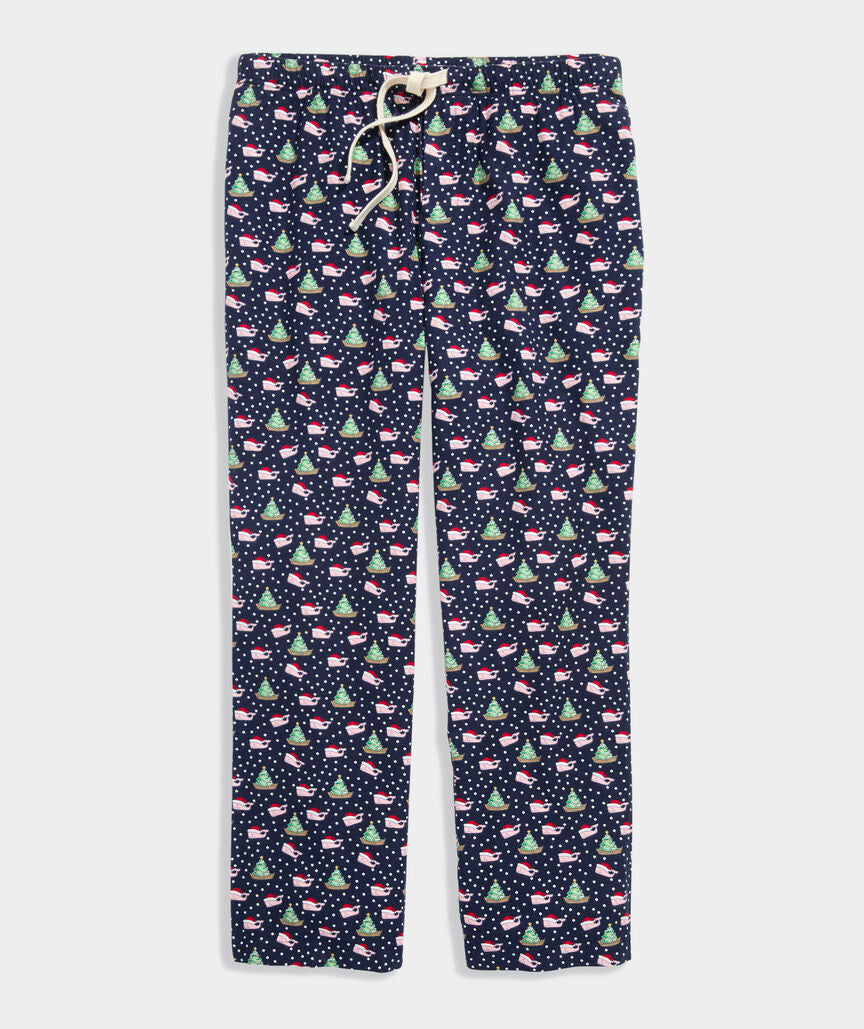 Flannel Pajama Pants - Santa Whale Navy