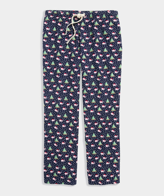 Flannel Pajama Pants - Santa Whale Navy