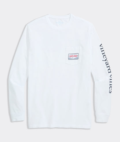 Santa Dog Sleigh Long-Sleeve Pocket Tee