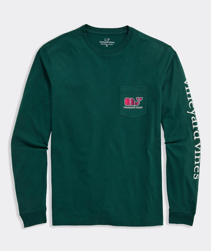 Holiday Tartan Whale Long-Sleeve Pocket Tee