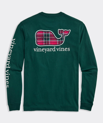 Holiday Tartan Whale Long-Sleeve Pocket Tee