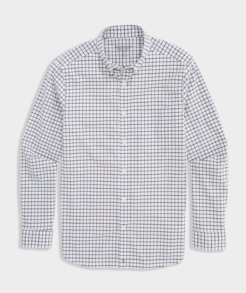 Quidnet Tattersall Performance Cotton Shirt - Charleston Green