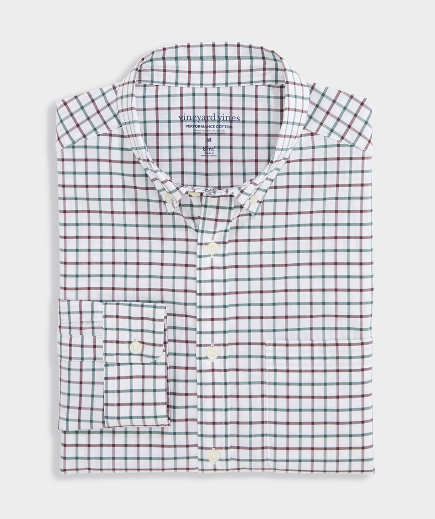 Quidnet Tattersall Performance Cotton Shirt - Charleston Green