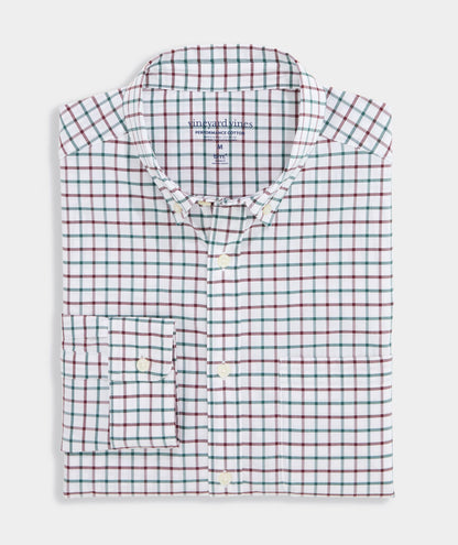Quidnet Tattersall Performance Cotton Shirt - Charleston Green