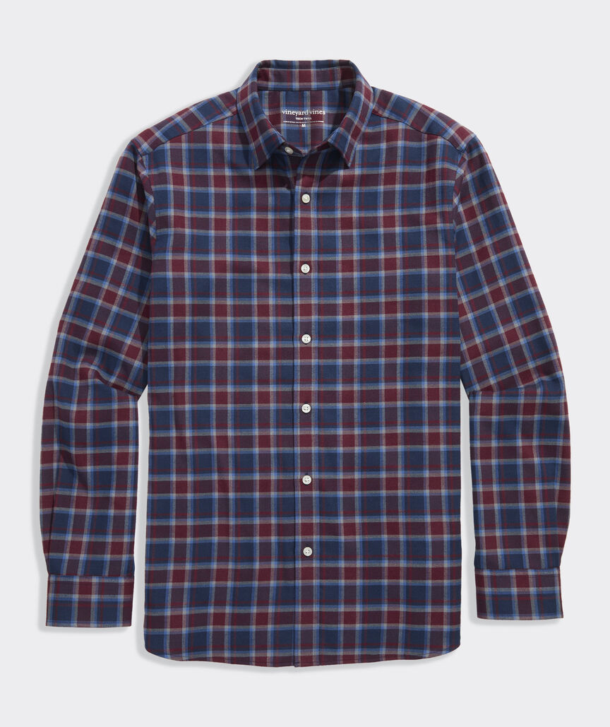 Performance Brushed Tech Twill Jethro Plaid Shirt - Crimson