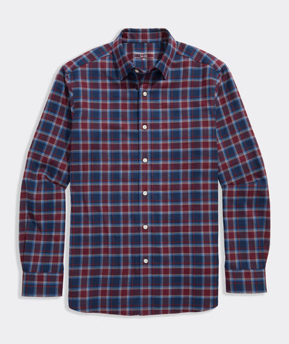 Performance Brushed Tech Twill Jethro Plaid Shirt - Crimson