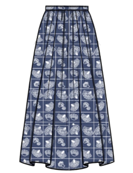 SU26 Celine Midi Skirt-Midnight Blue