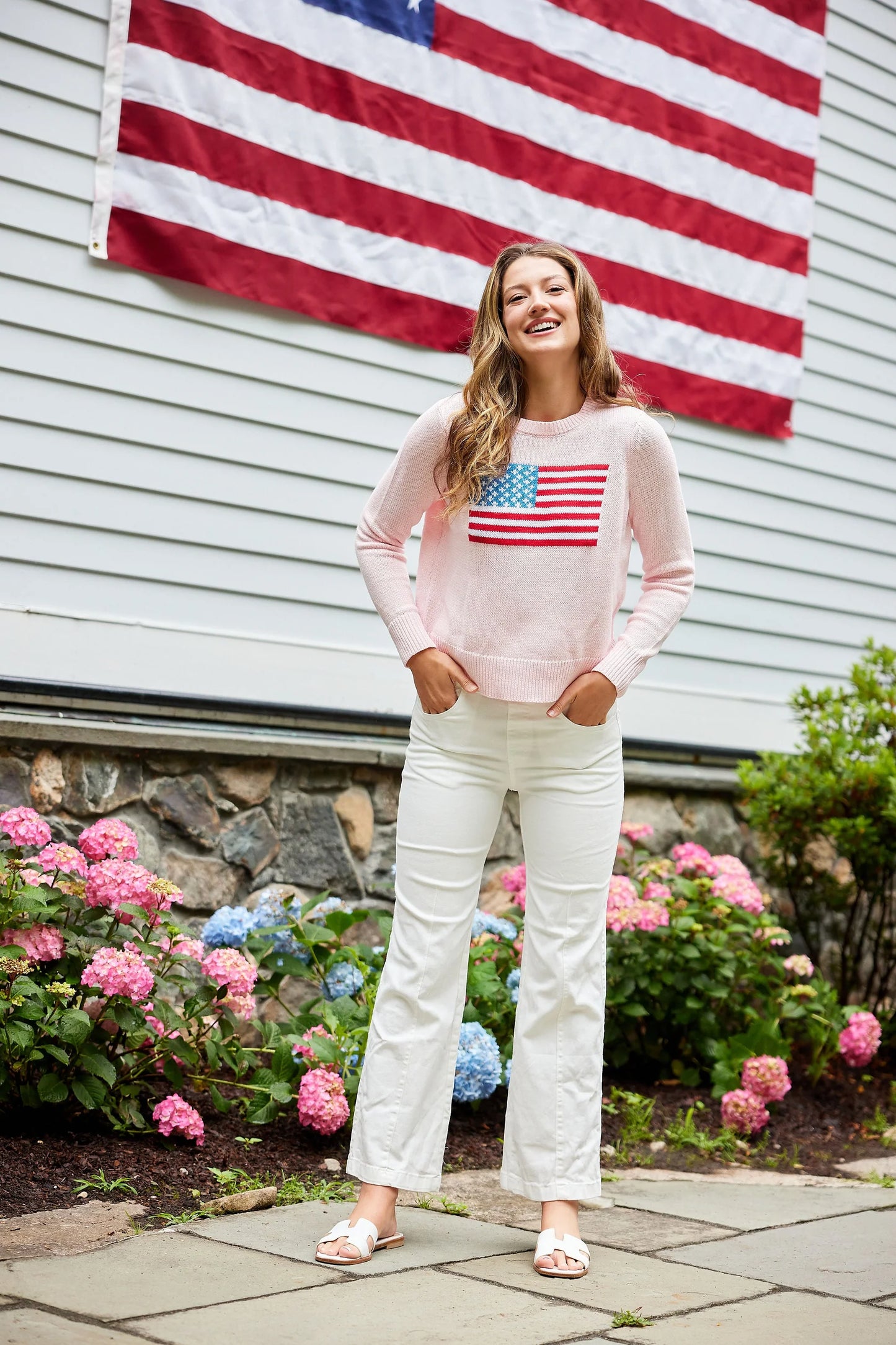 Blush Cropped Flag Sweater