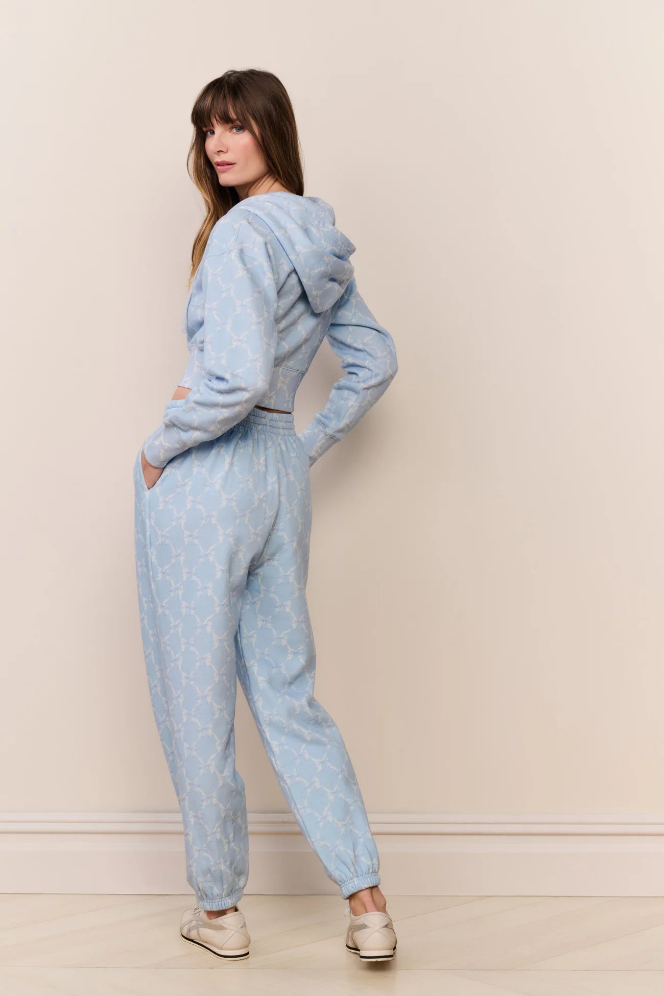 Lillia Bow Print Sweatpant - Chilled Blue
