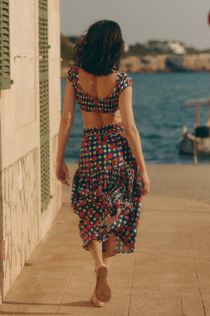 Maeden Cover-Up - Gingham Tomatoes Blue/Green