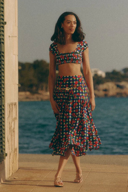 Maeden Cover-Up - Gingham Tomatoes Blue/Green