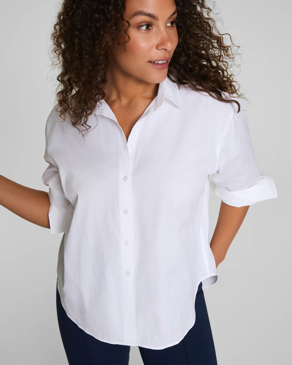 SPANX® Poplin Oversized Button-Up Shirt - Classic White