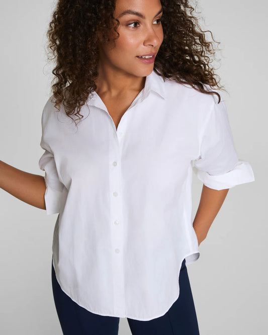 SPANX® Poplin Oversized Button-Up Shirt - Classic White