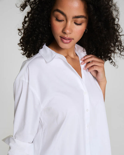 SPANX® Poplin Oversized Button-Up Shirt - Classic White