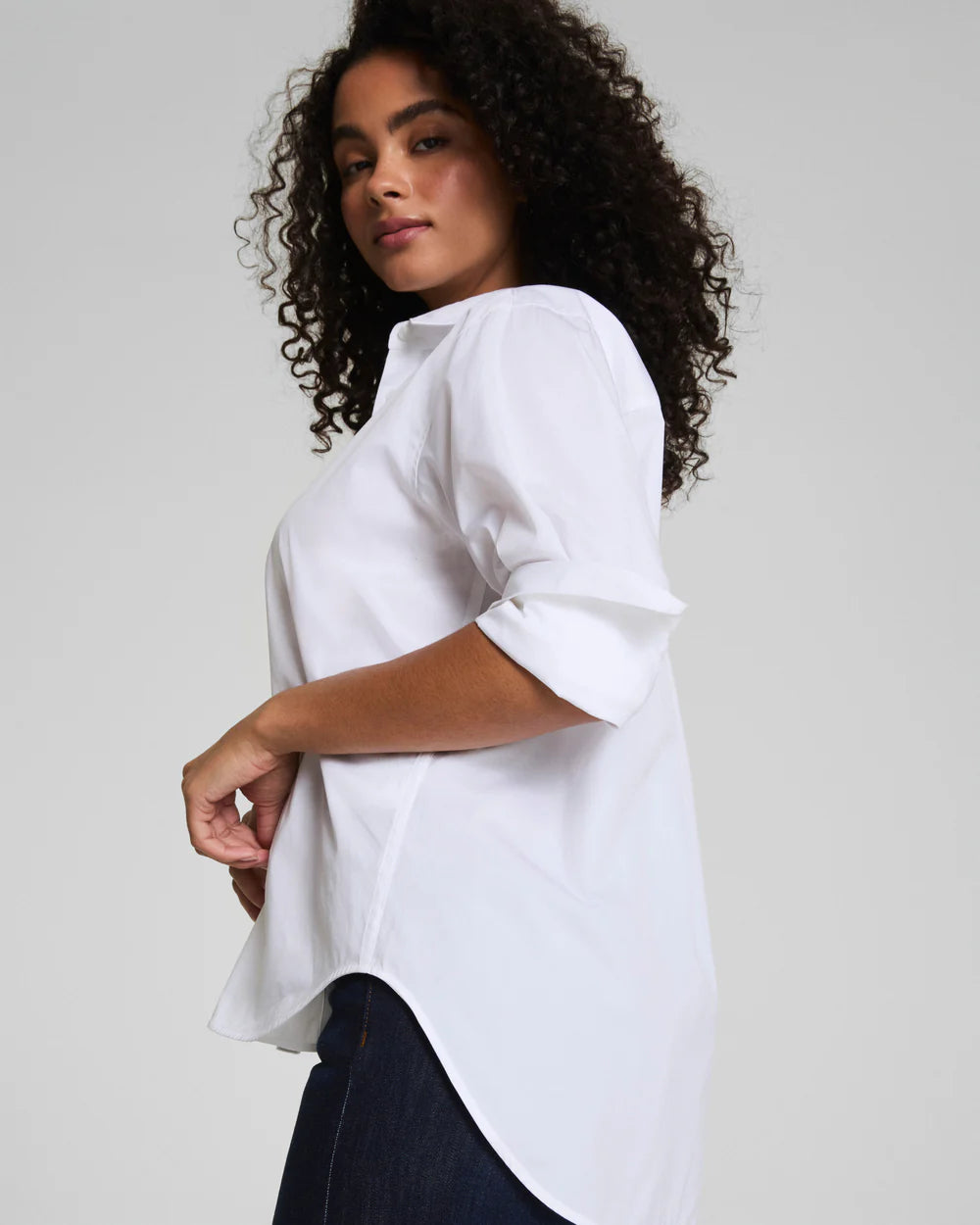 SPANX® Poplin Oversized Button-Up Shirt - Classic White