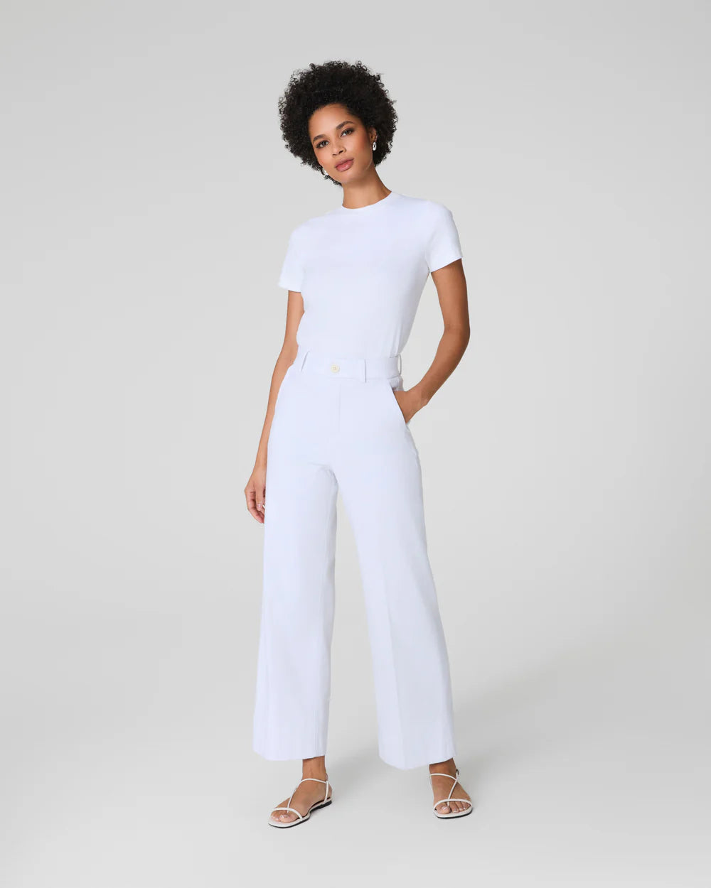 SPANXsupersmooth™ Stretch Twill Cropped Wide Leg Pant - Classic White