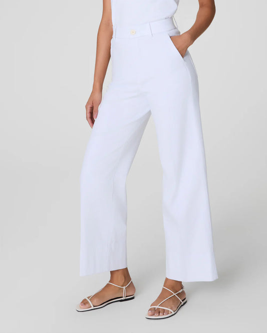 SPANXsupersmooth™ Stretch Twill Cropped Wide Leg Pant - Classic White