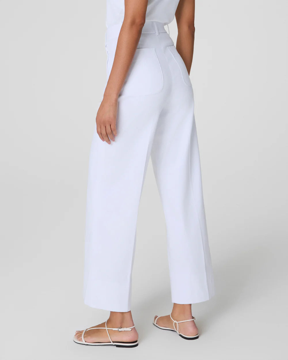 SPANXsupersmooth™ Stretch Twill Cropped Wide Leg Pant - Classic White