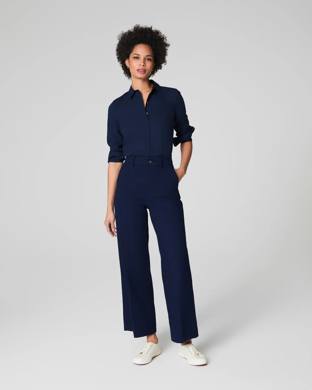 SPANXsupersmooth™ Stretch Twill Cropped Wide Leg Pant - Timeless Navy