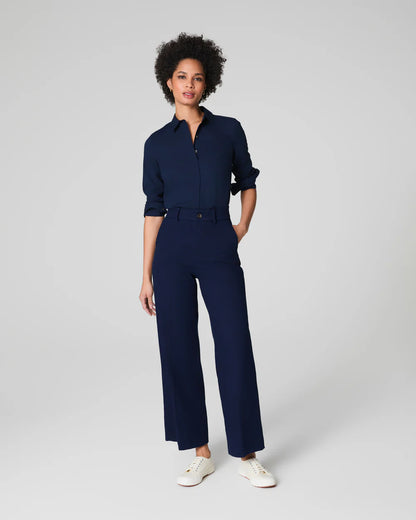 SPANXsupersmooth™ Stretch Twill Cropped Wide Leg Pant - Timeless Navy