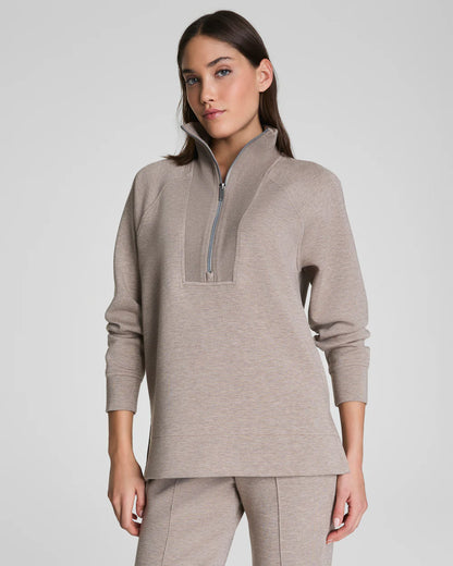 SPANX AirEssentials® Brushed Half Zip Tunic - Birch Heather