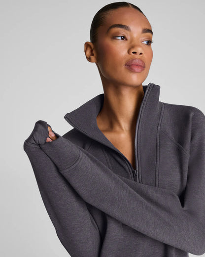 SPANX AirEssentials® Brushed Half Zip Tunic - Heather Storm