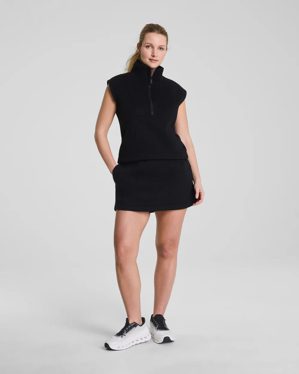 SPANX® BoostUp Cotton Fleece Skort, 15" - Very Black