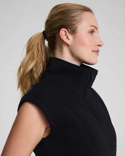 SPANX® BoostUp Cotton Fleece Half Zip Vest -Very Black