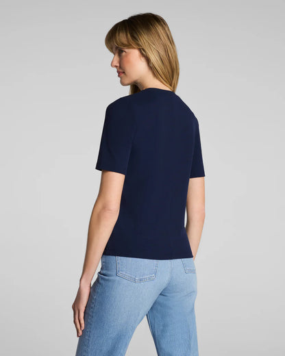 SPANX® Ribbed Knit Crewneck Tee - Timeless Navy