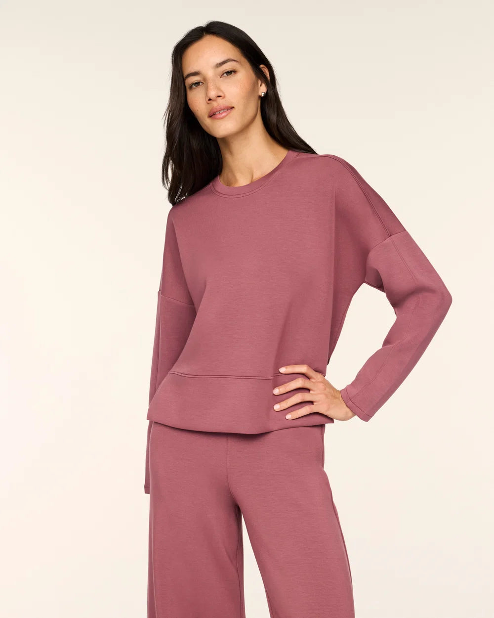 SPANX AirEssentials® Crewneck Long Sleeve Top - Rum Raisin