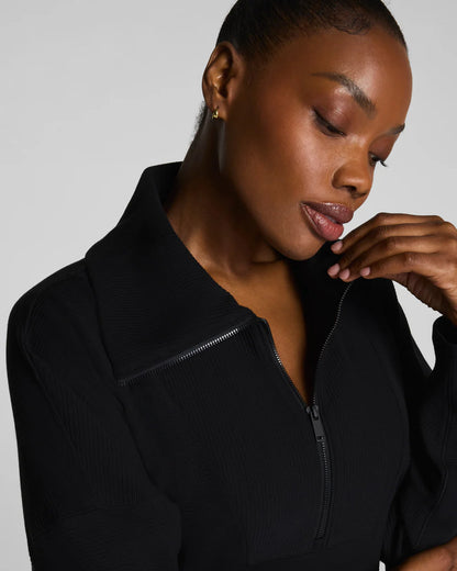SPANX AirEssentials® French Rib Half Zip - Very Black
