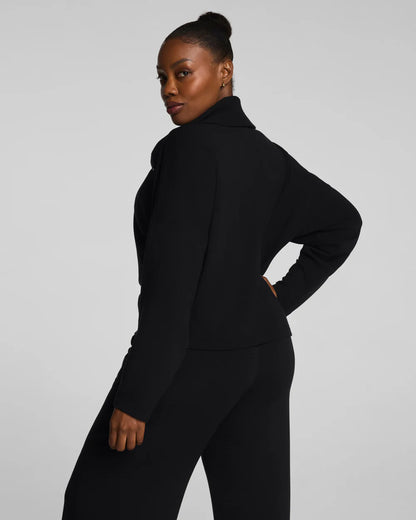 SPANX AirEssentials® French Rib Half Zip - Very Black