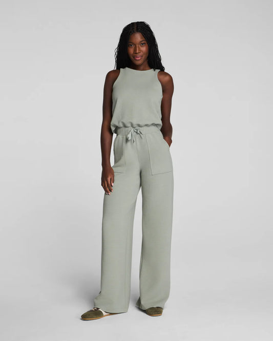 SPANX AirEssentials® French Rib Sleeveless Jumpsuit - Sage Brush