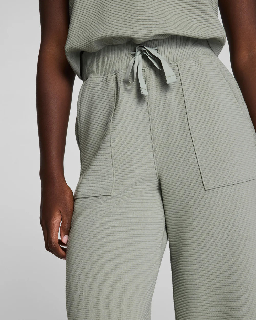 SPANX AirEssentials® French Rib Sleeveless Jumpsuit - Sage Brush