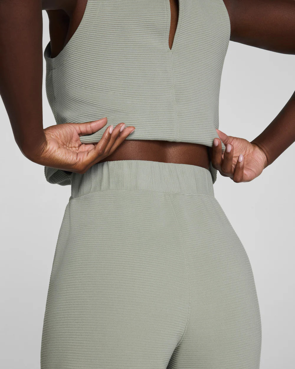 SPANX AirEssentials® French Rib Sleeveless Jumpsuit - Sage Brush