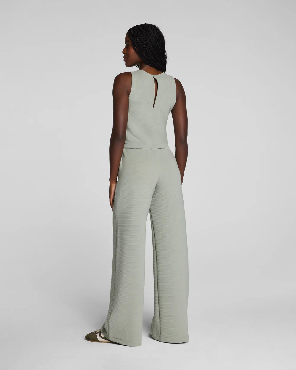 SPANX AirEssentials® French Rib Sleeveless Jumpsuit - Sage Brush