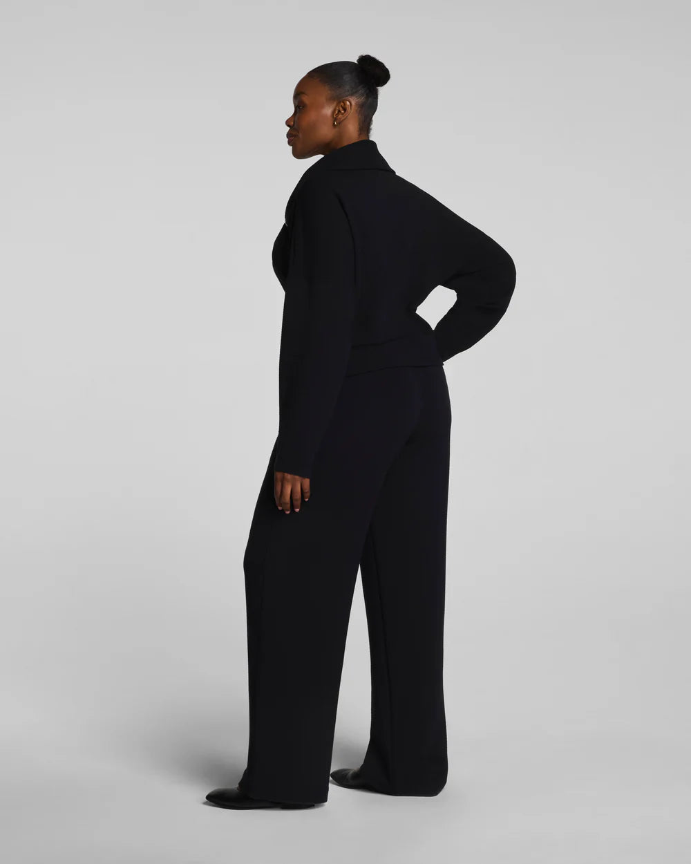 SPANX AirEssentials® French Rib Wide Leg Pant - Very Black