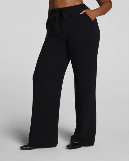 SPANX AirEssentials® French Rib Wide Leg Pant - Very Black