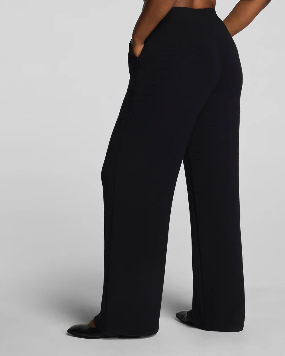 SPANX AirEssentials® French Rib Wide Leg Pant - Very Black