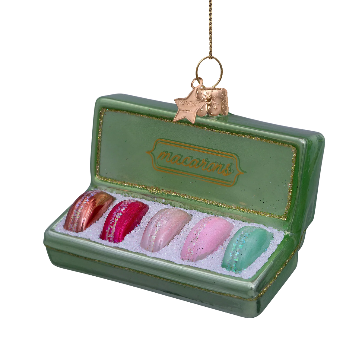 Ornament glass sage box of macarons
