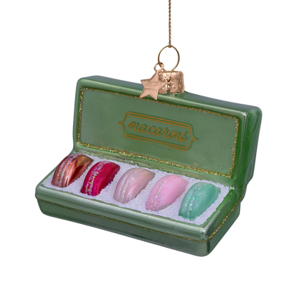 Ornament glass sage box of macarons
