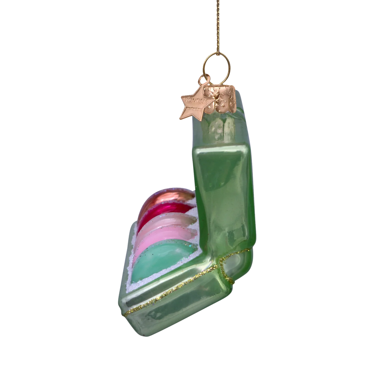 Ornament glass sage box of macarons